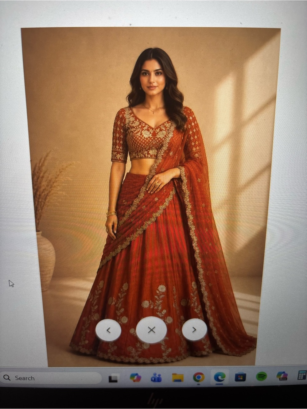 Embroidered Rust A-Line Lehenga Skirt with Matching Dupatta
